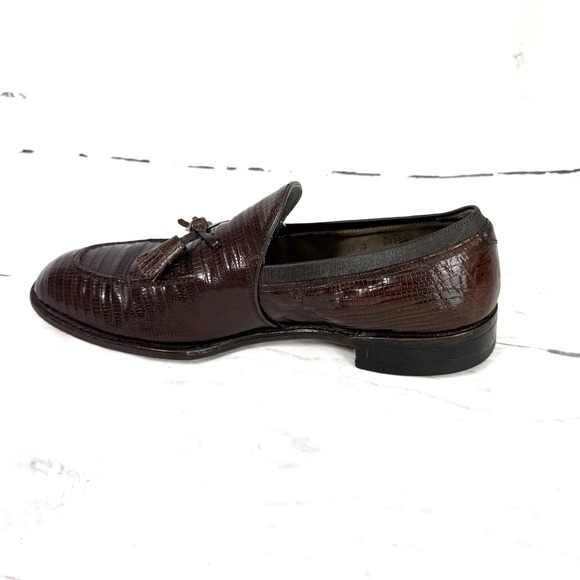 Vintage Footjoy Shoes Men\'s 10.5D Brown Tassel Loafers Lizard Leather USA Made main image 6